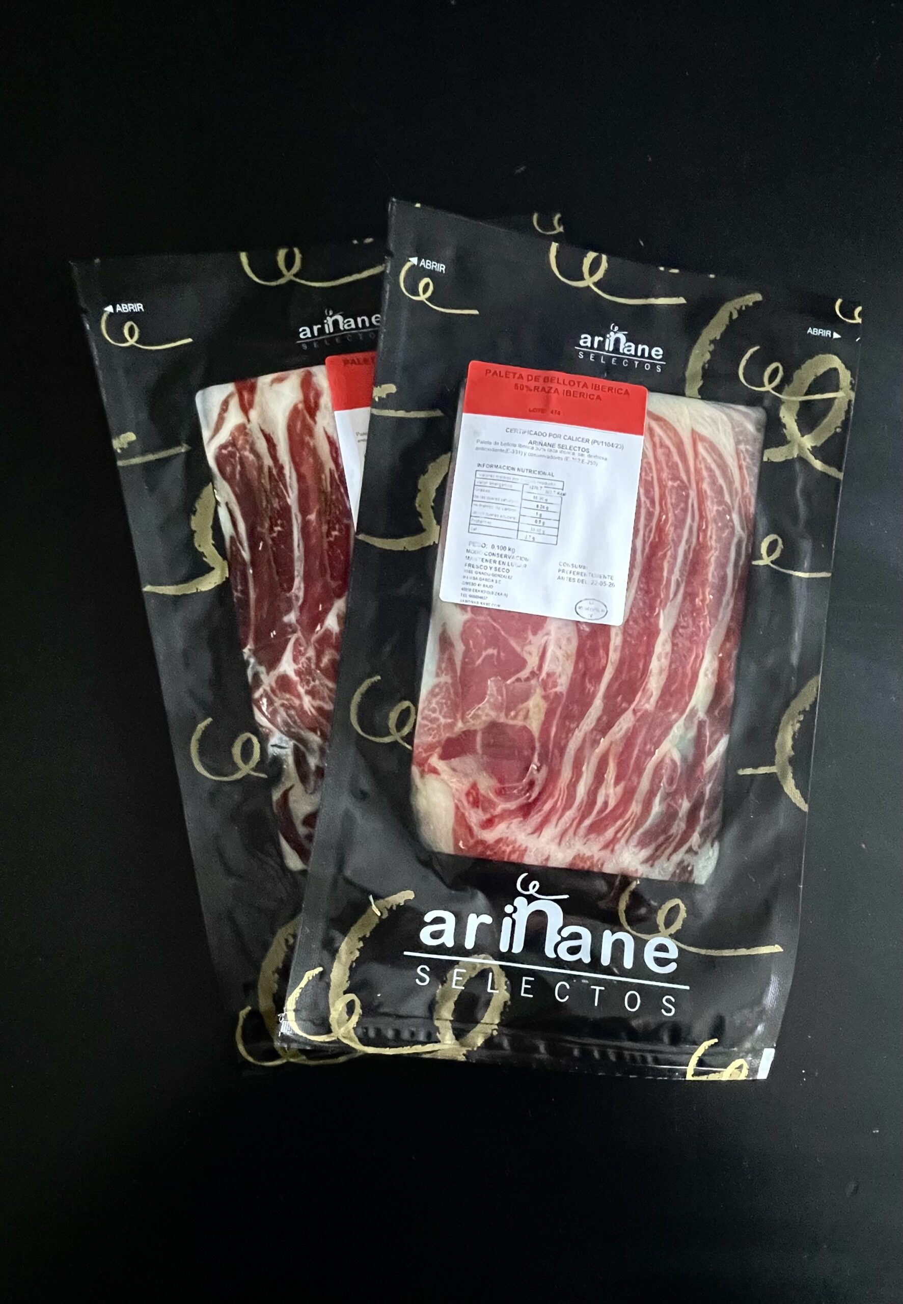 Caja de 10 sobres de Paleta de Bellota Ibérica 50% Raza Ibérica Ariñane - Imagen 4